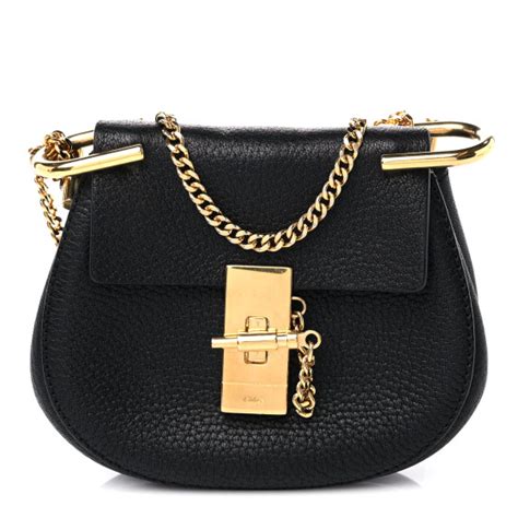 CHLOE Grained Lambskin Nano Drew Shoulder Bag Black